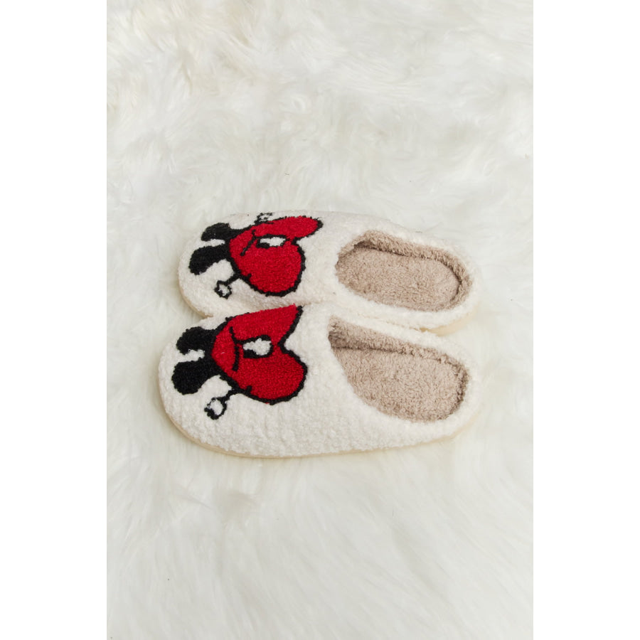 Melody Love Heart Print Plush Slippers footwear