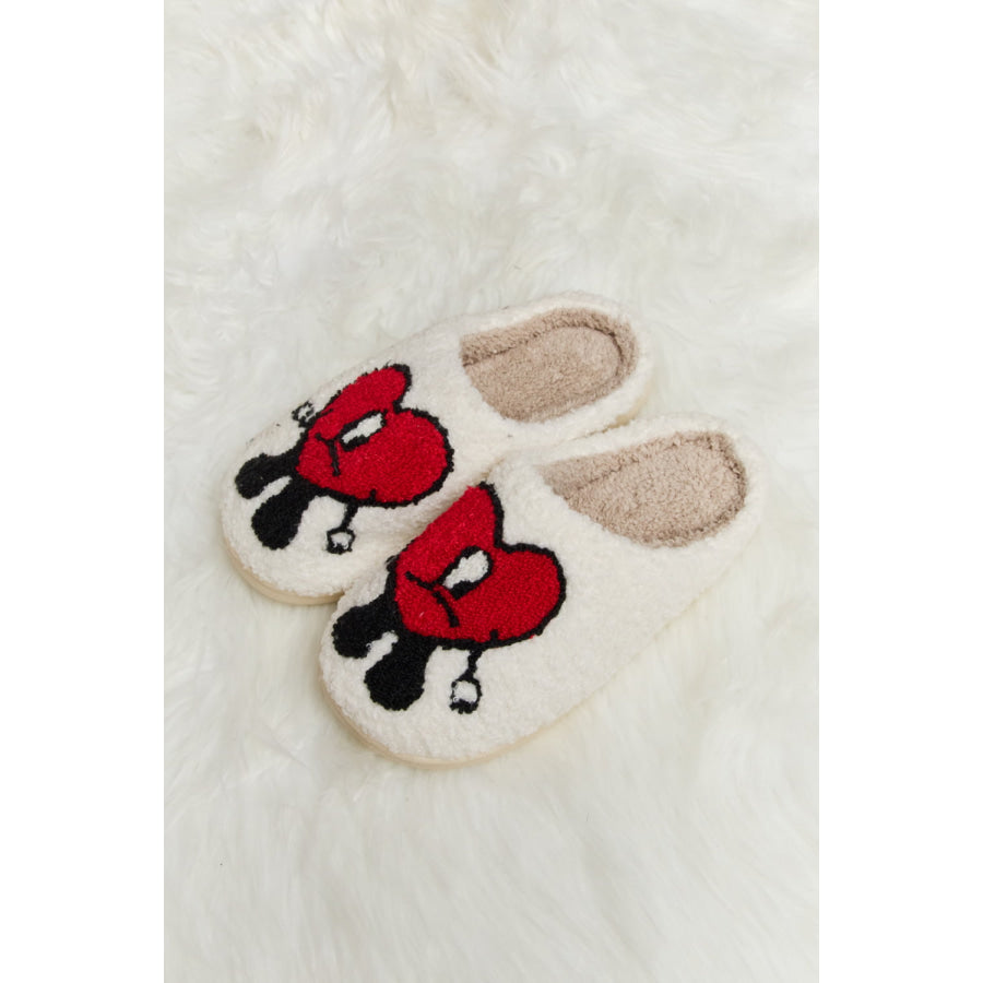 Melody Love Heart Print Plush Slippers footwear