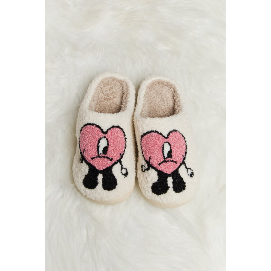 Melody Love Heart Print Plush Slippers footwear