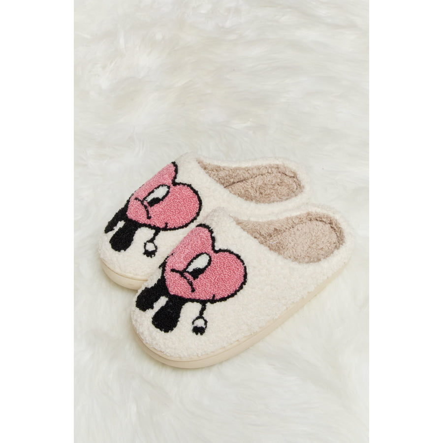 Melody Love Heart Print Plush Slippers footwear