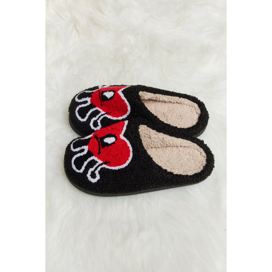 Melody Love Heart Print Plush Slippers footwear