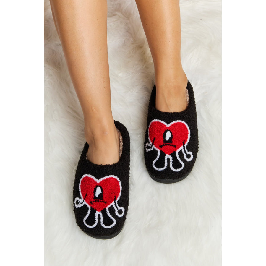 Melody Love Heart Print Plush Slippers footwear