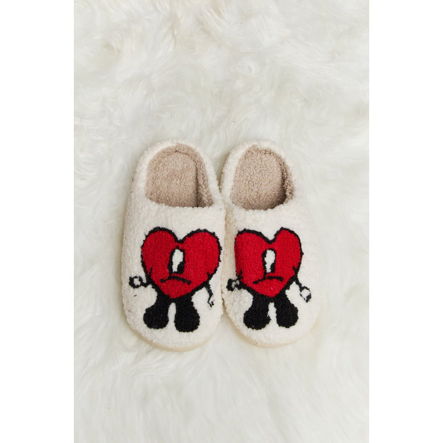 Melody Love Heart Print Plush Slippers footwear