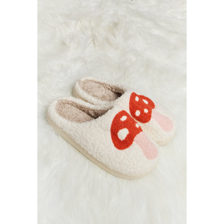 Melody Mushroom Print Plush Slide Slippers footwear