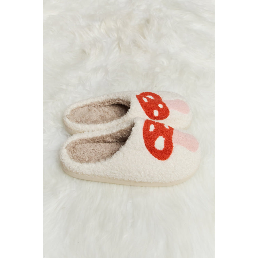 Melody Mushroom Print Plush Slide Slippers footwear