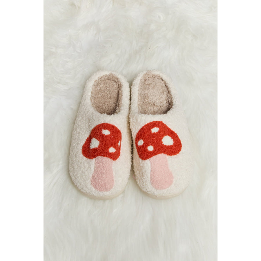 Melody Mushroom Print Plush Slide Slippers footwear