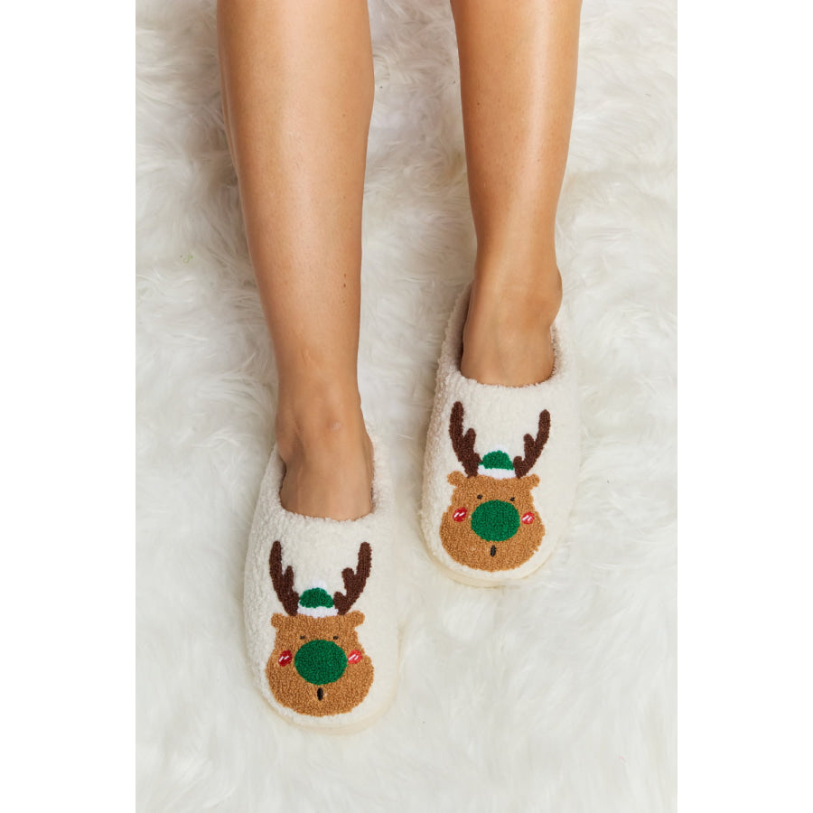 Melody Rudolph Print Plush Slide Slippers Green / S footwear