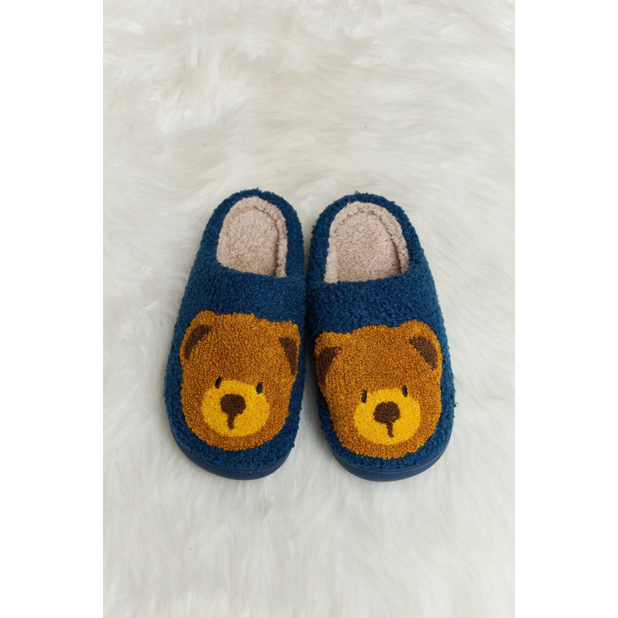 Melody Teddy Bear Print Plush Slide Slippers footwear