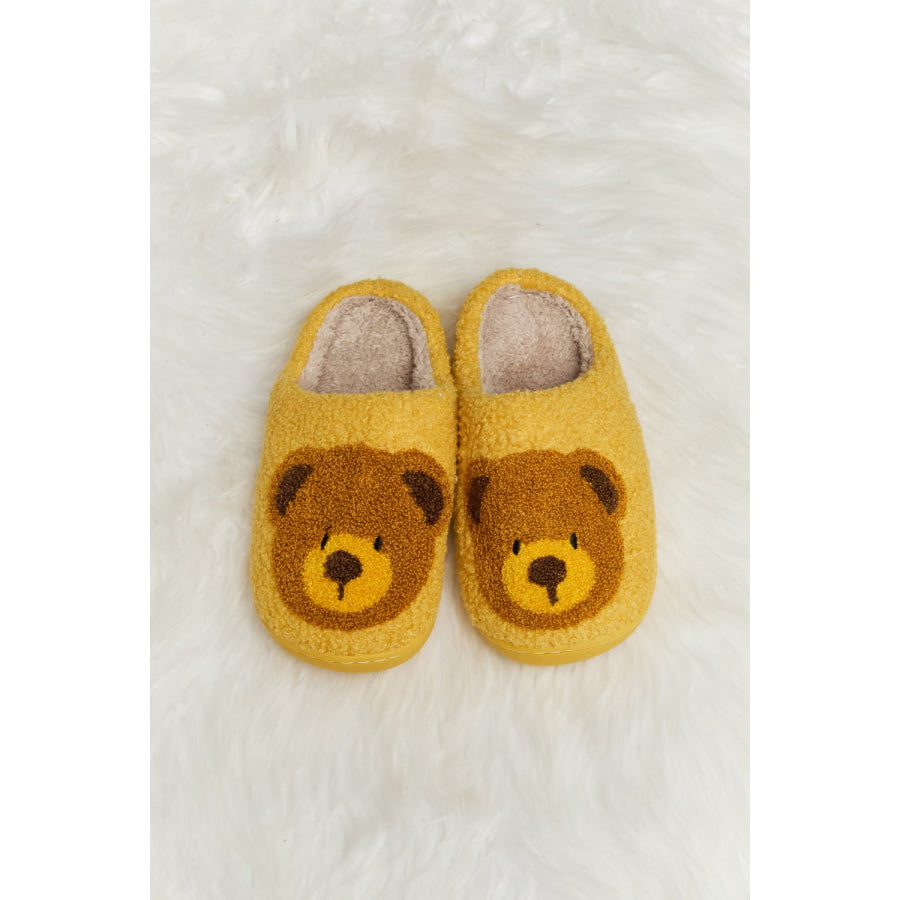 Melody Teddy Bear Print Plush Slide Slippers footwear