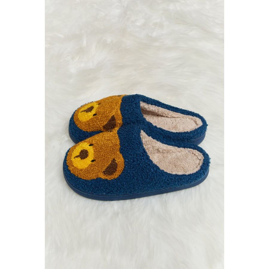 Melody Teddy Bear Print Plush Slide Slippers footwear