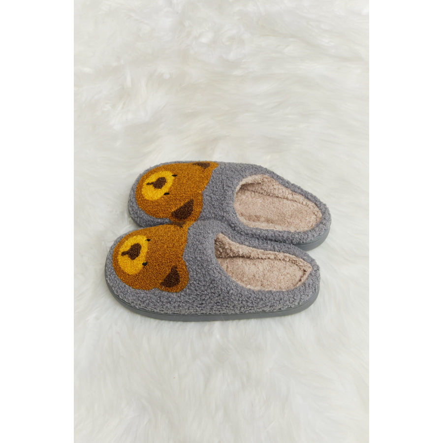 Melody Teddy Bear Print Plush Slide Slippers footwear