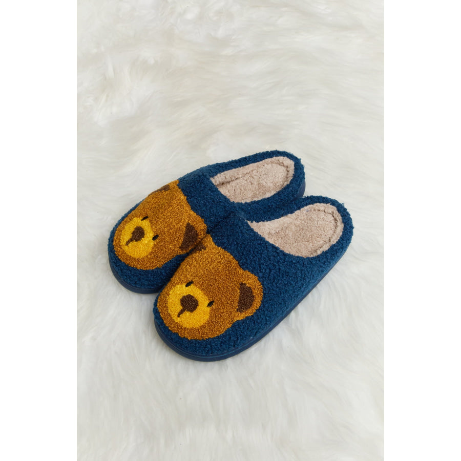 Melody Teddy Bear Print Plush Slide Slippers footwear