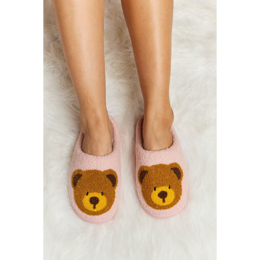 Melody Teddy Bear Print Plush Slide Slippers footwear