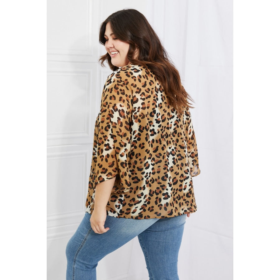 Melody Wild Muse Full Size Animal Print Kimono in Camel