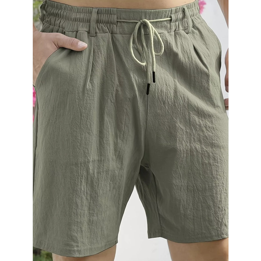 Men’ Full Size Lightweight Drawstring Shorts Plus Size Army Green / S Apparel and Accessories