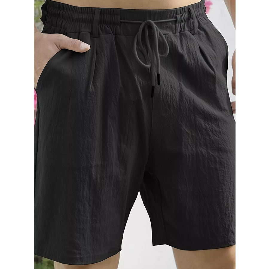Men’ Full Size Lightweight Drawstring Shorts Plus Size Black / S Apparel and Accessories