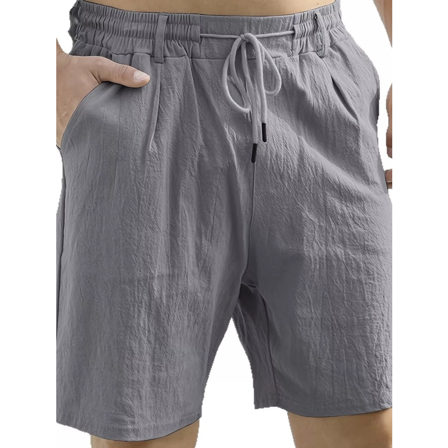 Men’ Full Size Lightweight Drawstring Shorts Plus Size Grey / S Apparel and Accessories