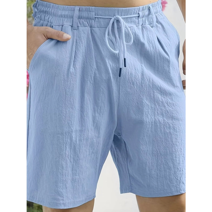 Men’ Full Size Lightweight Drawstring Shorts Plus Size Light Blue / S Apparel and Accessories