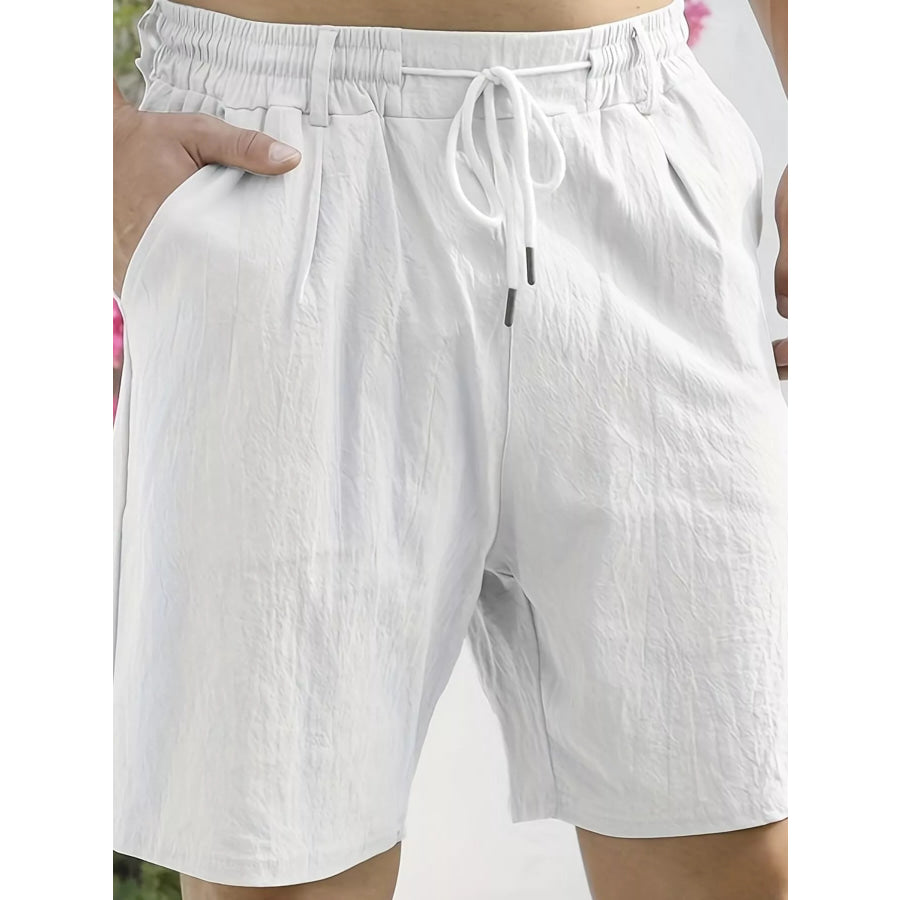 Men’ Full Size Lightweight Drawstring Shorts Plus Size White / S Apparel and Accessories