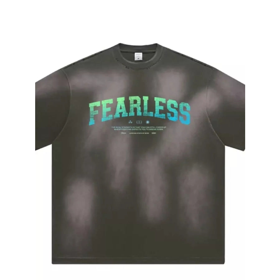 Men’ s Fearless Round Neck Wash T-Shirt Dark Gray / S Apparel and Accessories