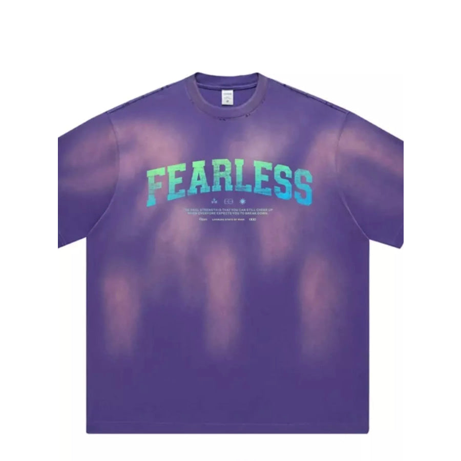 Men’ s Fearless Round Neck Wash T-Shirt Purple / S Apparel and Accessories