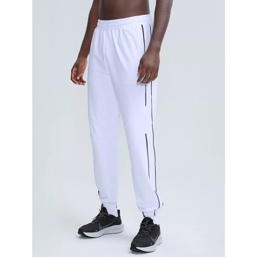 Men’s Active Pants with Side Stripe White / M Apparel and Accessories