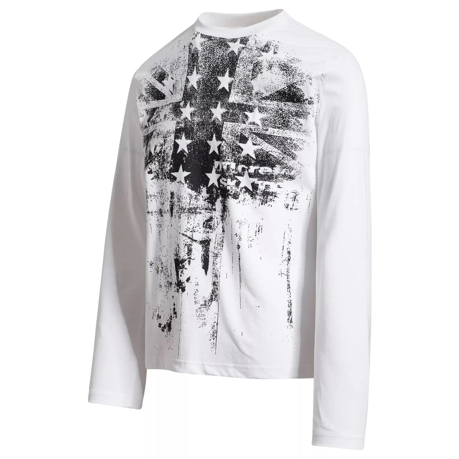 Men’s America Flag Graphic Long Sleeve T-Shirt White / S Apparel and Accessories