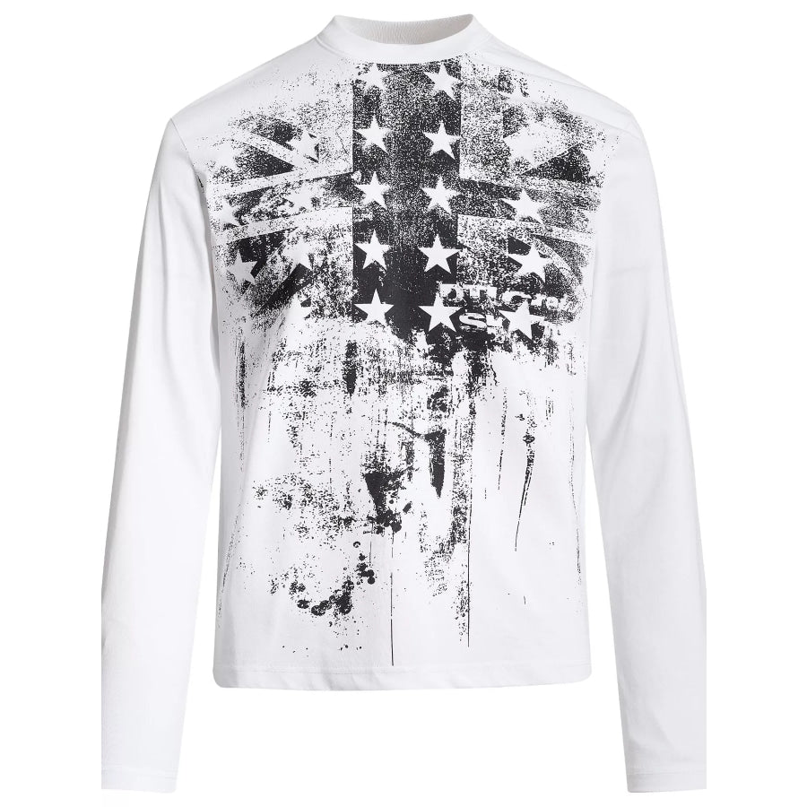 Men’s America Flag Graphic Long Sleeve T-Shirt White / S Apparel and Accessories
