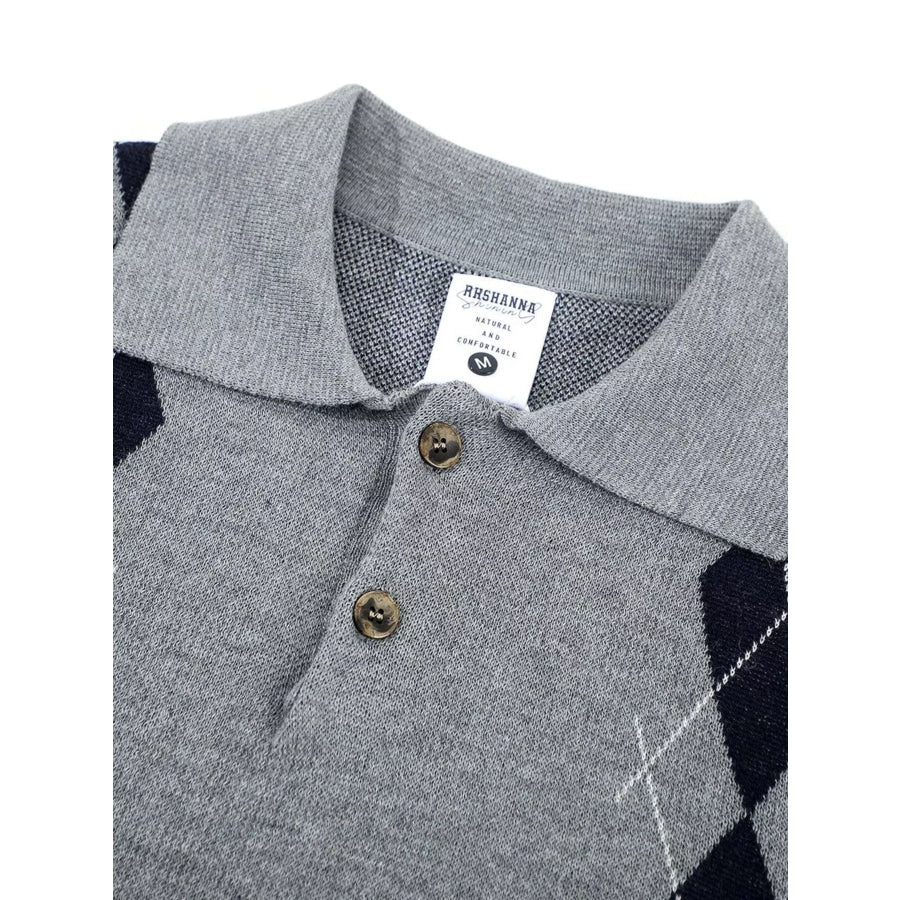 Men’s Argyle Knit Short Sleeve Polo Apparel and Accessories