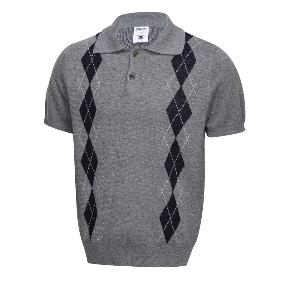 Men’s Argyle Knit Short Sleeve Polo Grey / M Apparel and Accessories