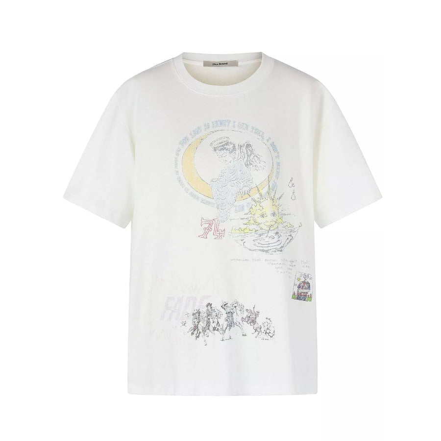 Men’s Artistic Graphic Round Neck T-Shirt White / M Apparel and Accessories