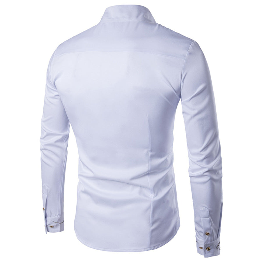 Men’s Asymmetric Button-Down Slim Fit Shirt Apparel and Accessories