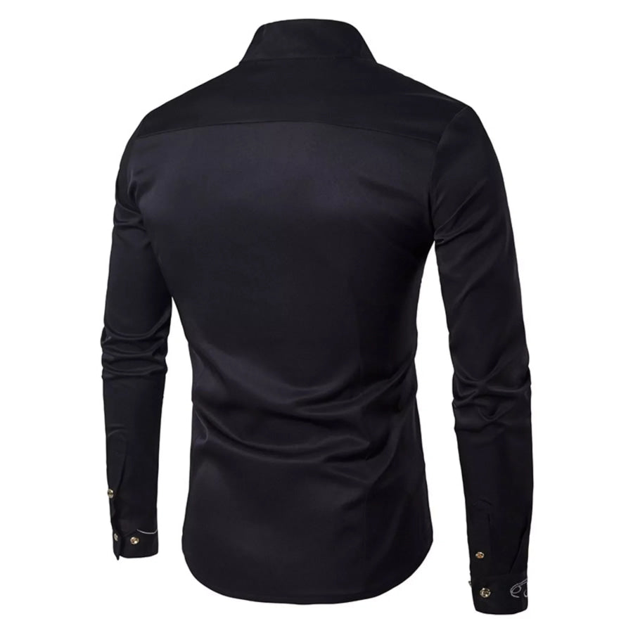 Men’s Asymmetric Button-Down Slim Fit Shirt Apparel and Accessories
