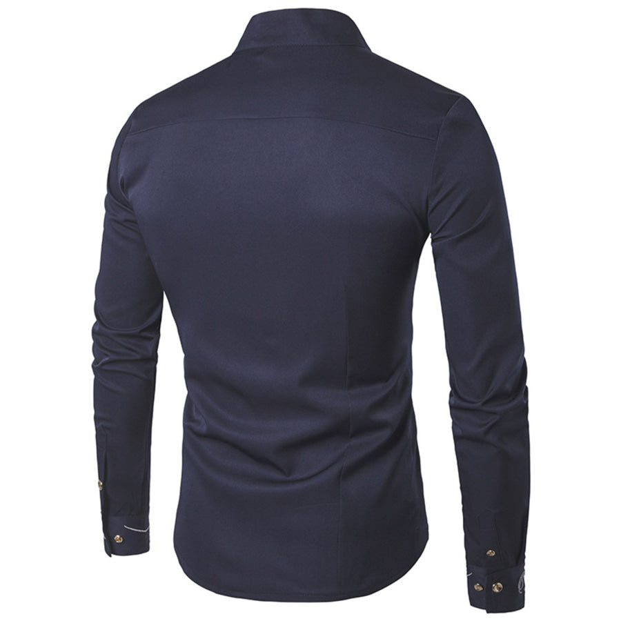 Men’s Asymmetric Button-Down Slim Fit Shirt Apparel and Accessories