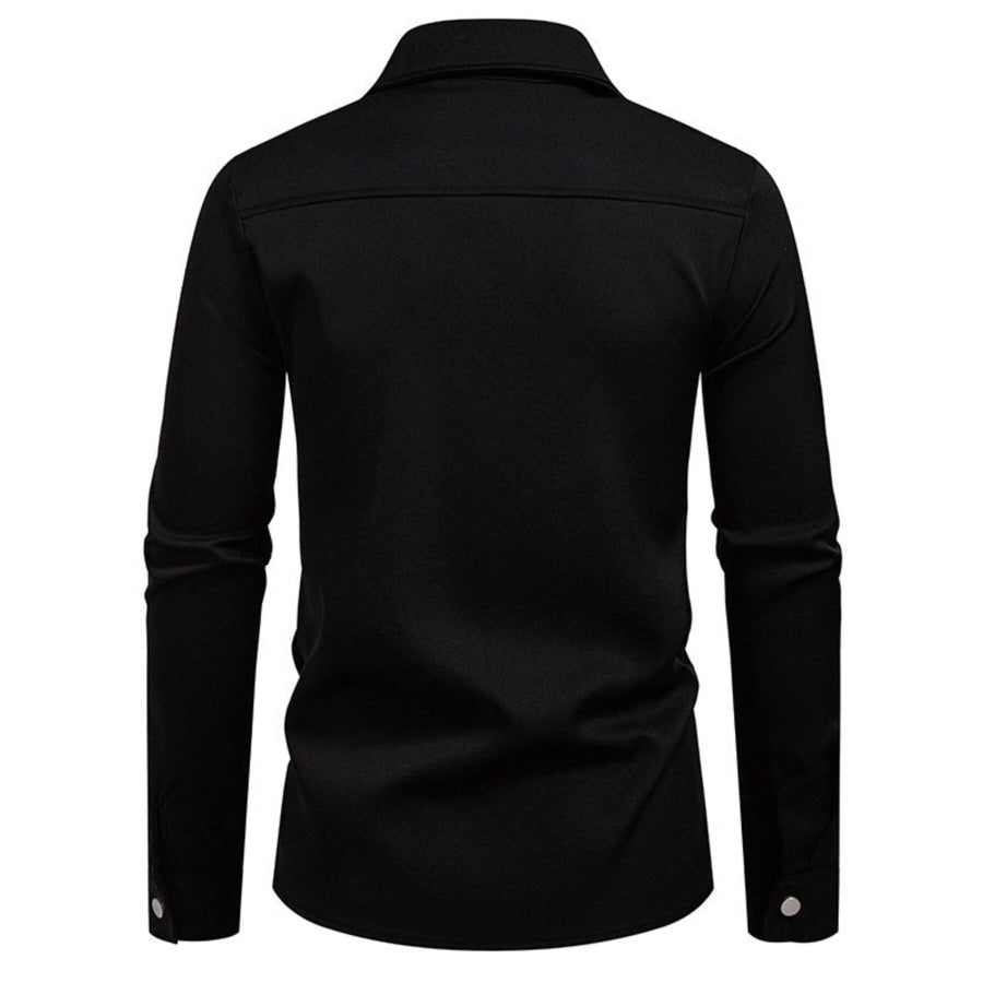 Men’s Asymmetrical Button-Down Long Sleeve Shirt Apparel and Accessories