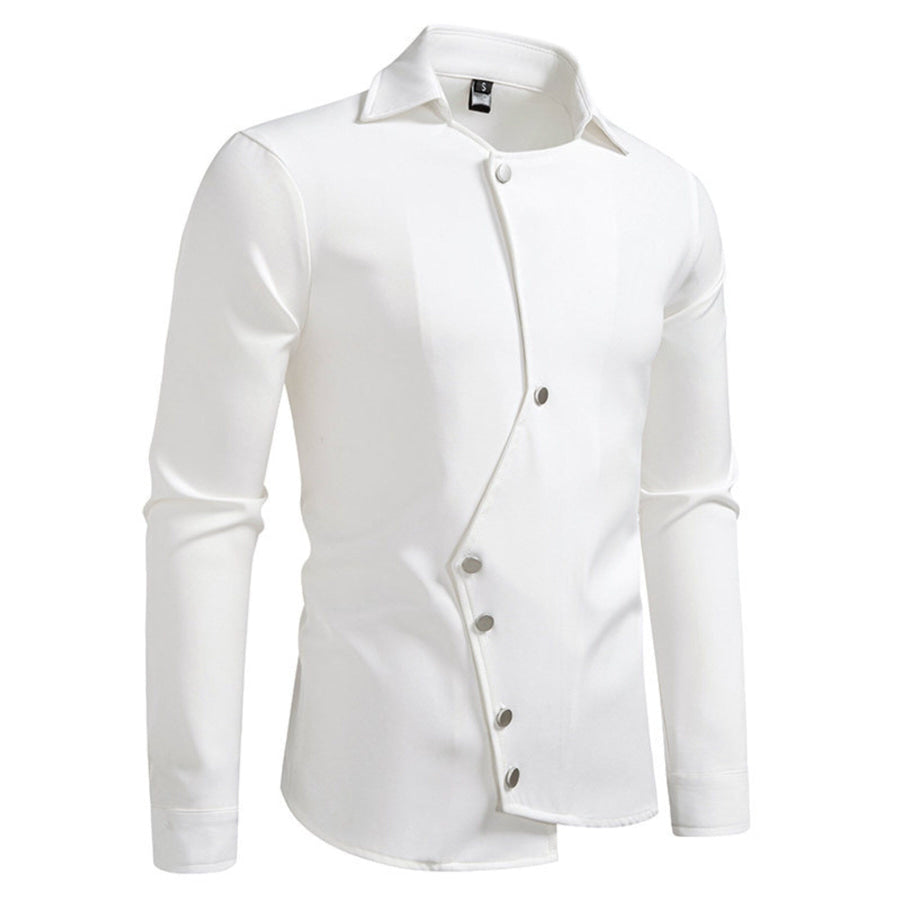 Men’s Asymmetrical Button-Down Long Sleeve Shirt Apparel and Accessories