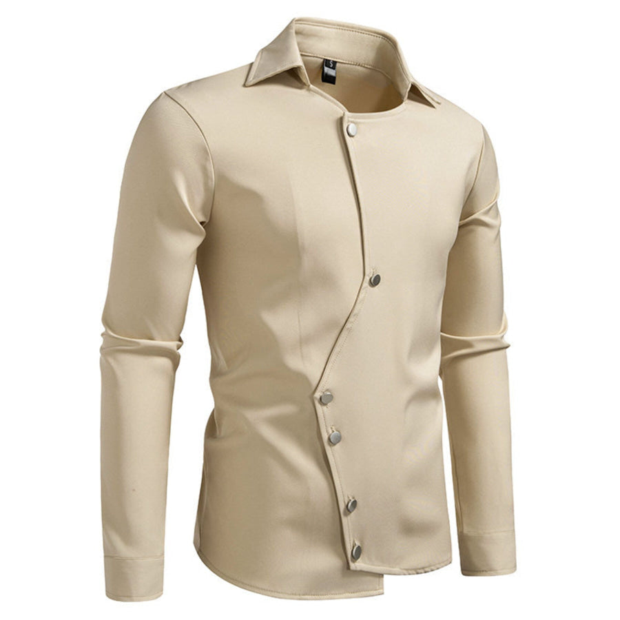 Men’s Asymmetrical Button-Down Long Sleeve Shirt Apparel and Accessories