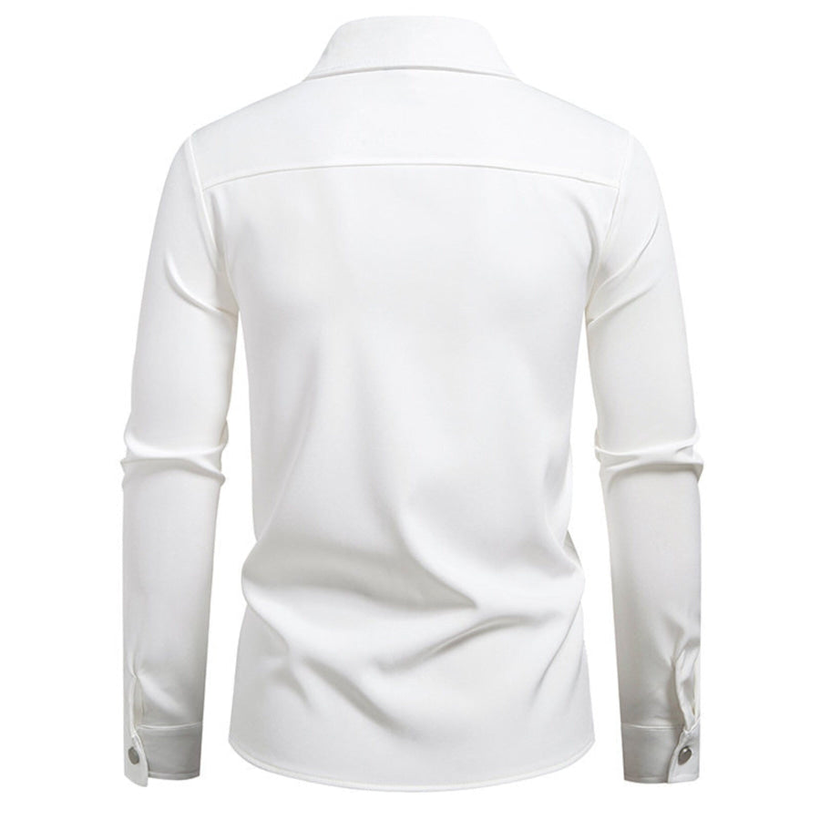Men’s Asymmetrical Button-Down Long Sleeve Shirt Apparel and Accessories