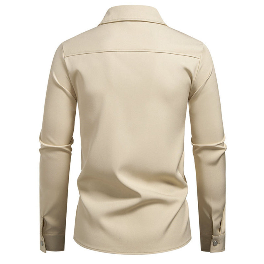 Men’s Asymmetrical Button-Down Long Sleeve Shirt Apparel and Accessories
