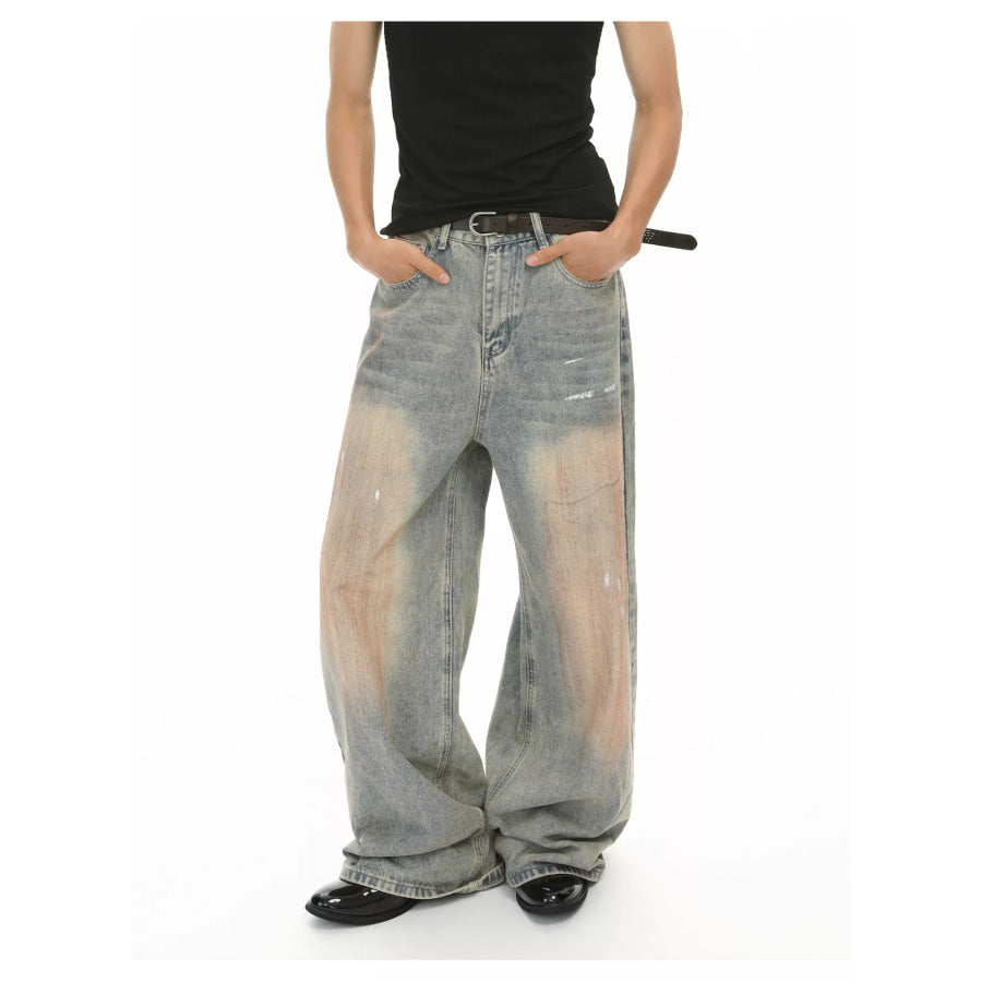 Men’s Baggy Vintage Wash Jeans Apparel and Accessories