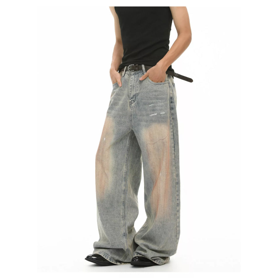 Men’s Baggy Vintage Wash Jeans Apparel and Accessories