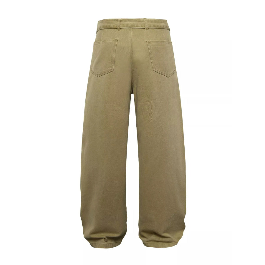 Men’s Belted Wide-Leg Cargo Pants Apparel and Accessories
