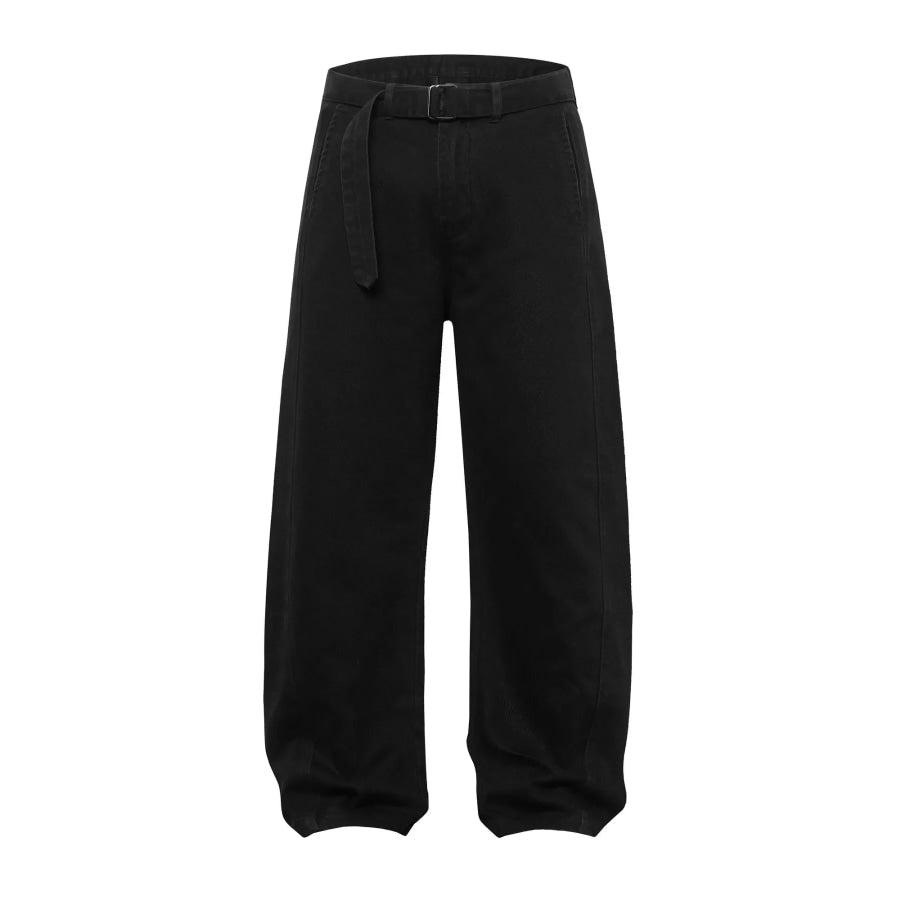Men’s Belted Wide-Leg Cargo Pants Black / XS Apparel and Accessories