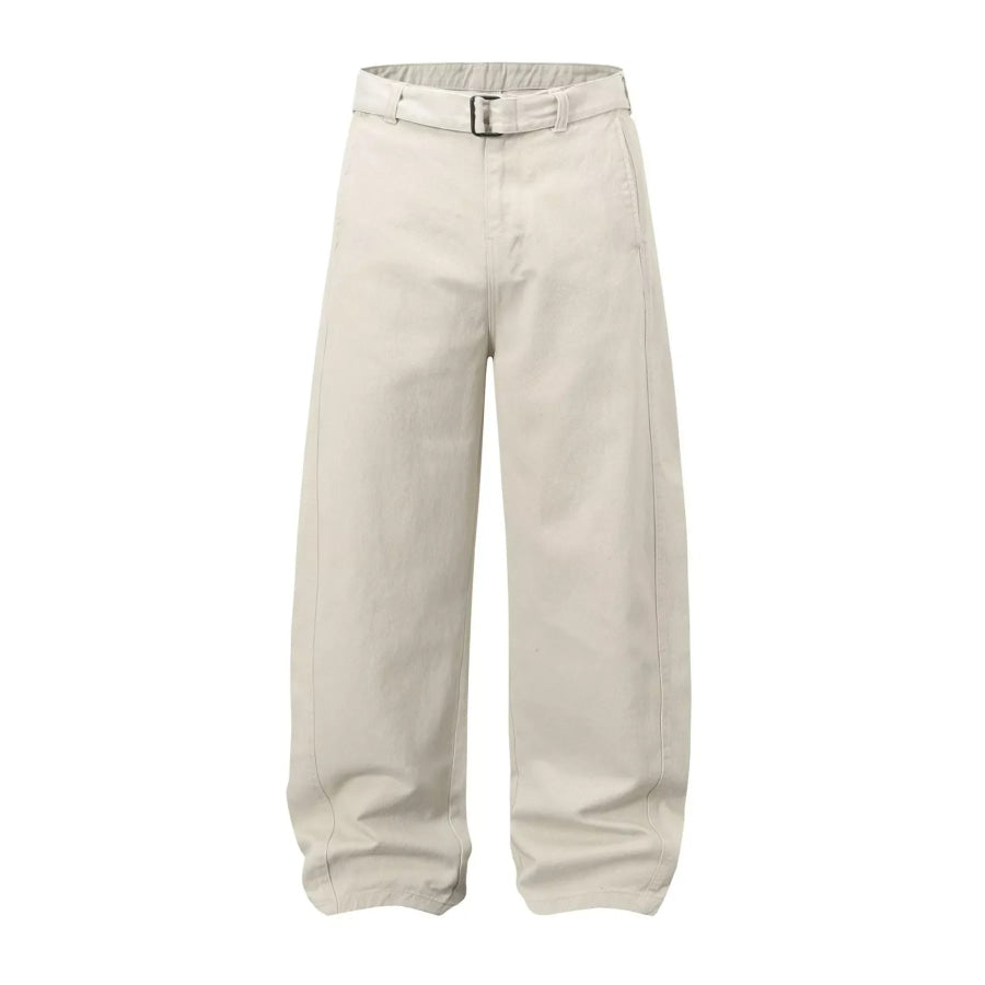Men’s Belted Wide-Leg Cargo Pants Cream White / XS Apparel and Accessories