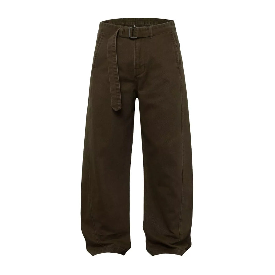 Men’s Belted Wide-Leg Cargo Pants Dark Brown / XS Apparel and Accessories