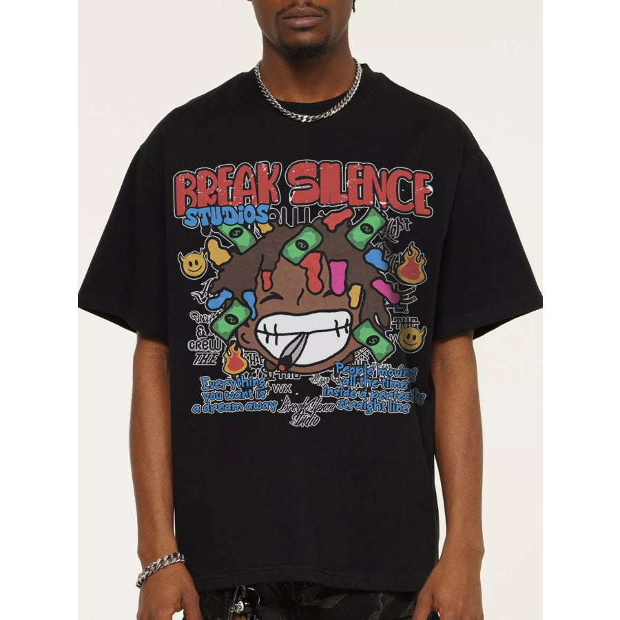 Men’s Break Silence Graphic Relaxed Fit T-Shirt Black / S Apparel and Accessories