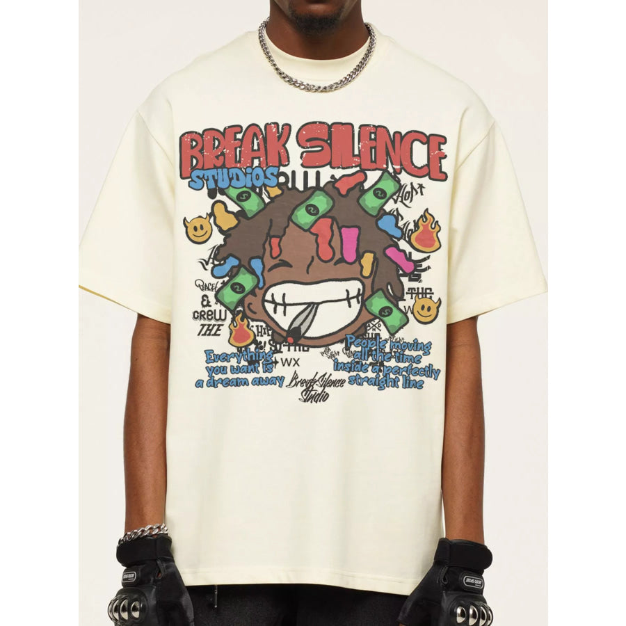 Men’s Break Silence Graphic Relaxed Fit T-Shirt Cream / S Apparel and Accessories