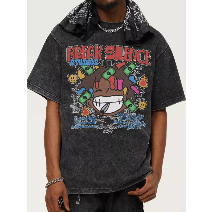 Men’s Break Silence Graphic Relaxed Fit T-Shirt Dark Gray / S Apparel and Accessories