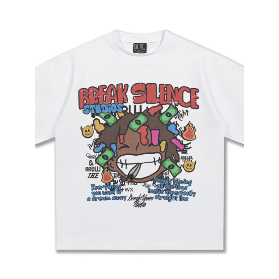 Men’s Break Silence Graphic Relaxed Fit T-Shirt White / S Apparel and Accessories