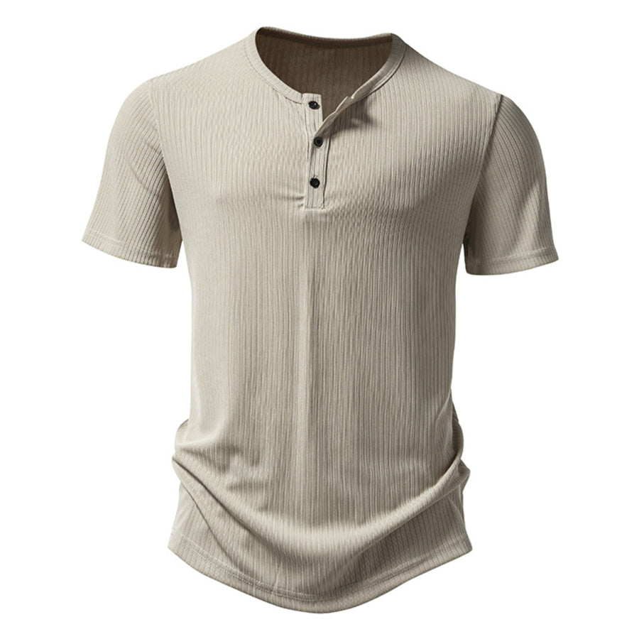Men’s Button Detail Short Sleeve T-Shirt Khaki / S Apparel and Accessories